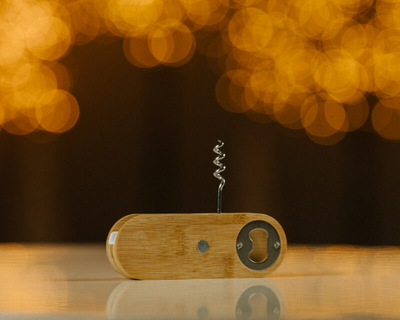 saca rolhas, abre cápsulas magnético de bambu "nature" personalizado com a tua frase